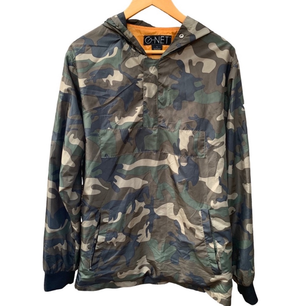 G-NET Camo Hooded Windbreaker Gorpcore Outdoor Jacket  Mens Large